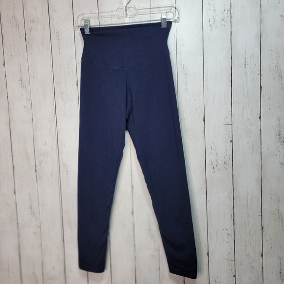 Yummie Womens Navy Blue High-Rise Leggings Rachel Compact Full Length Size Small - Picture 1 of 6
